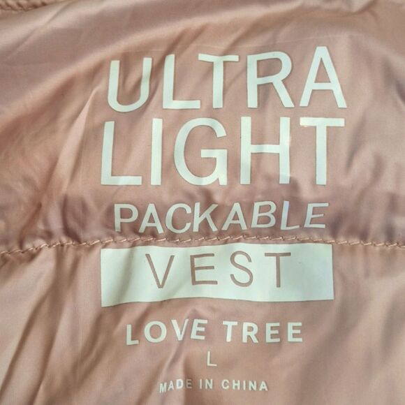 Love Tree Ultra Light Travel Packable Puffer Vest Women's Juniors L Khaki Zip Up - Picture 5 of 16